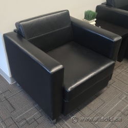 Black Leather Reception Lounge Armchair